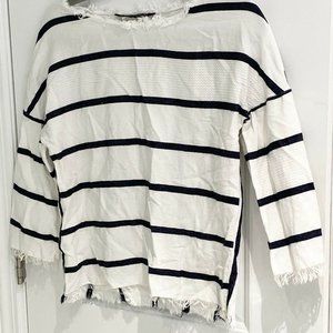 ZARA BASIC White Blue Striped Nautical Blouse